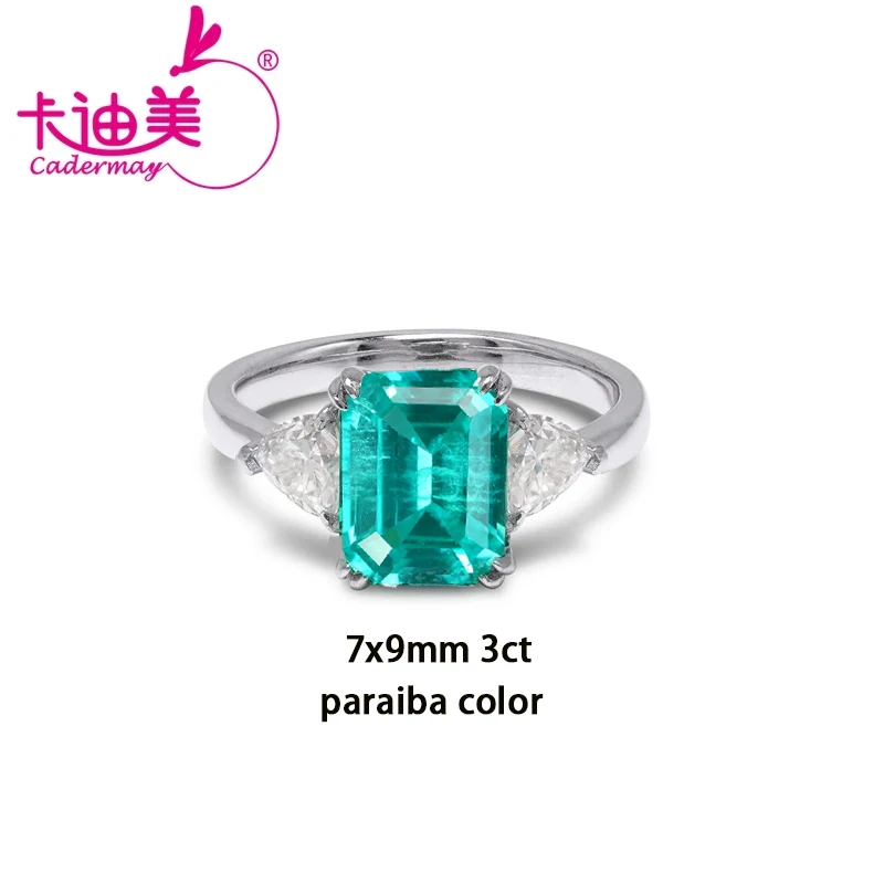 

Желтый Tsavorite Paraiba Color Lab Grown Yttrium Алюминий Гранат YAG Серебро 925 Кольца D VVS Кольцо с муассанитом для женщин Ювелирные изделия