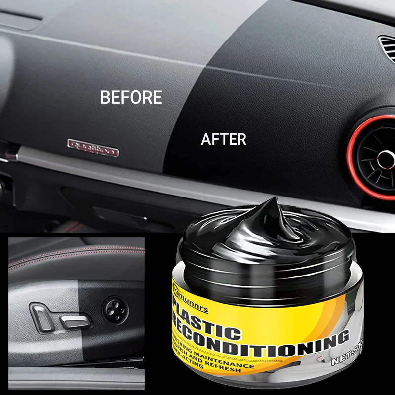 طقم إصلاح بلاستيكي داخلي للسيارة، عامل إصلاح الأكسدة، شمع تلميع داخلي للسيارة، شمع طلاء واقي للإطارات، مركبة سوداء