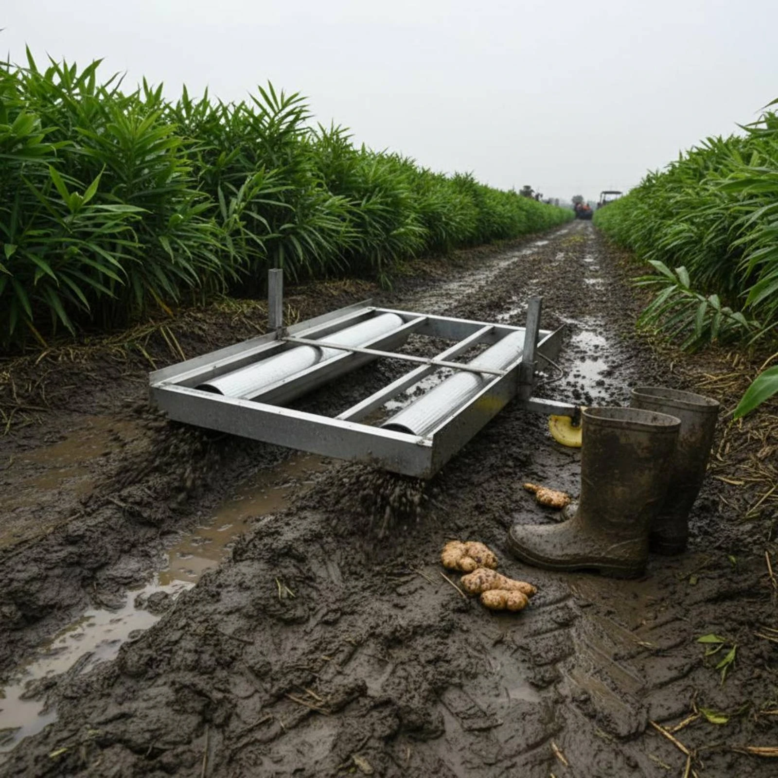Ginger Planting Wagon Wheeled Design Ginger Transport Wagon Farm Tool 1000 Lbs Load Capacity Corrosion Resistant
