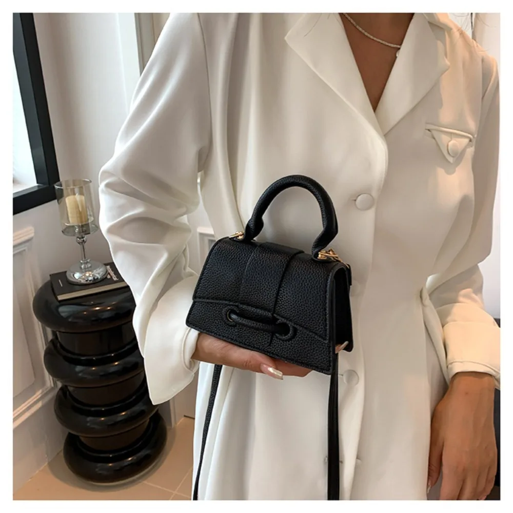 High Quality Fashion PU Leather Bag Solid Color Shoulder Crossbody Bag Cute Buckle Square Bag Hand Carry Small Bag Messenger Bag