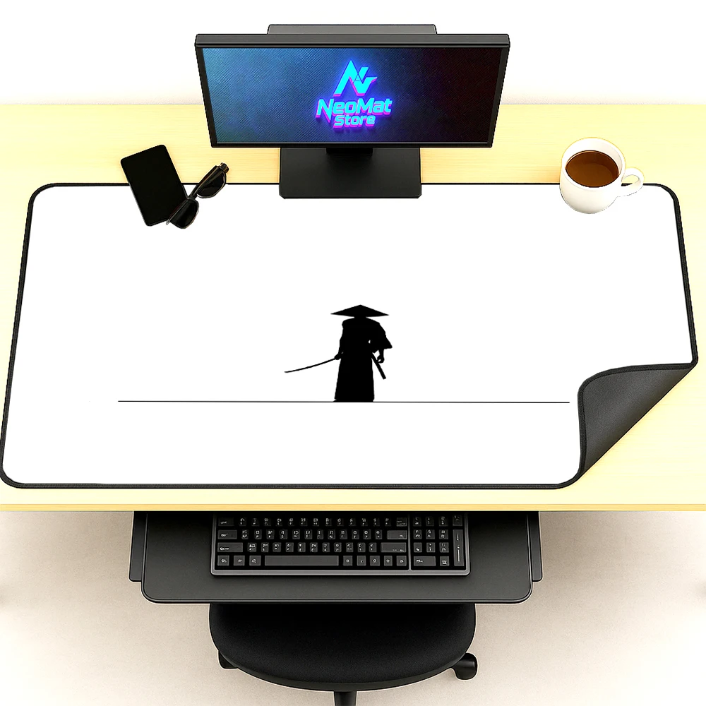 

White Desk Mats Katana Desk Accessories Samurai Mousepad 1200x550 Black Anime Extended Pad Gaming Xxl Mouse Pad Offices Desktop