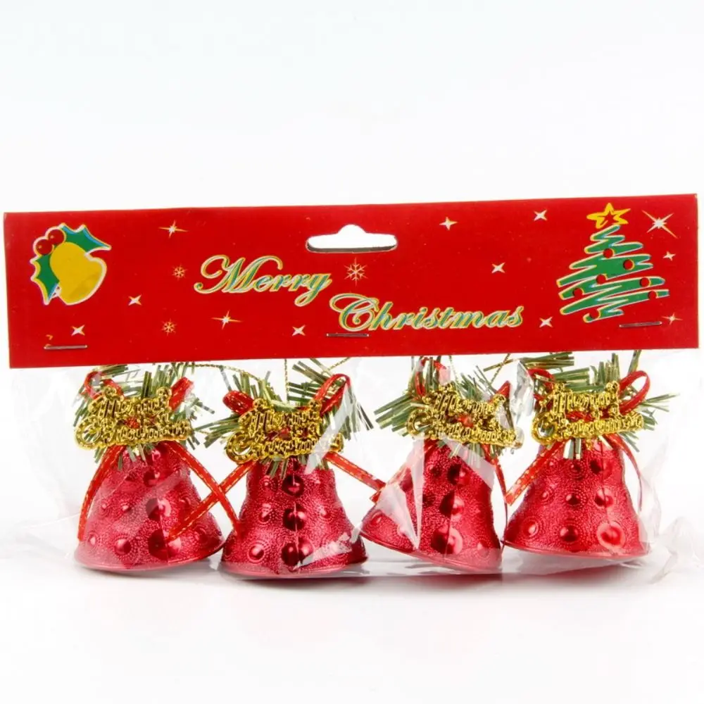 Campane natalizie pendenti in argento dorato Ciondolo per porta finestra Decorazioni per albero di Natale Campane natalizie in plastica da 4,5 cm