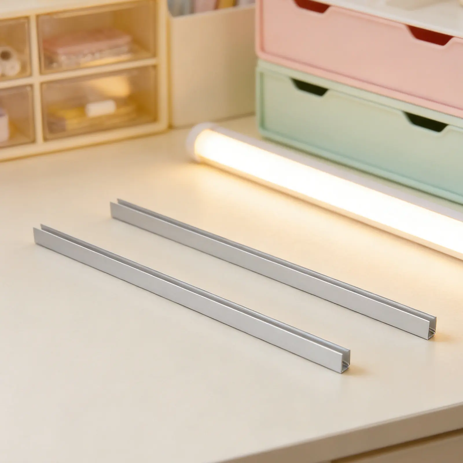 5Pcs LED Track U Shape Aluminum Channels for LED Strip Lights 8x16mm Recessed Mounting Profile Frosted Diffuser Lighting Channel