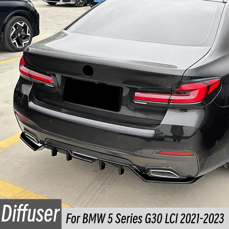 

Для BMW 5 серии G30 LCI 2021-2023 автомобильный задний бампер, диффузор, сплиттер, спойлер на подбородке, черный карбон, внешние аксессуары, детали для тюнинга