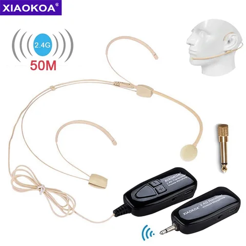 XIAOKOA 2.4G trådlöst mikrofonsystem trådlöst mikrofonheadset och handhållen 2 i 1 50m räckvidd för röstförstärkare 10 best sales trådlös headsetmikrofon - №5