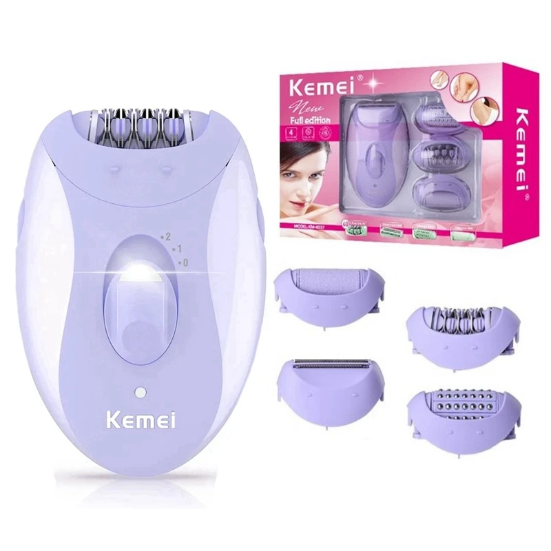 Kemei-depiladora eléctrica 4 en 1 para mujer, afeitadora Facial, depilación corporal, recortador de Bikini para piernas, removedor de vello, axilas, recargable