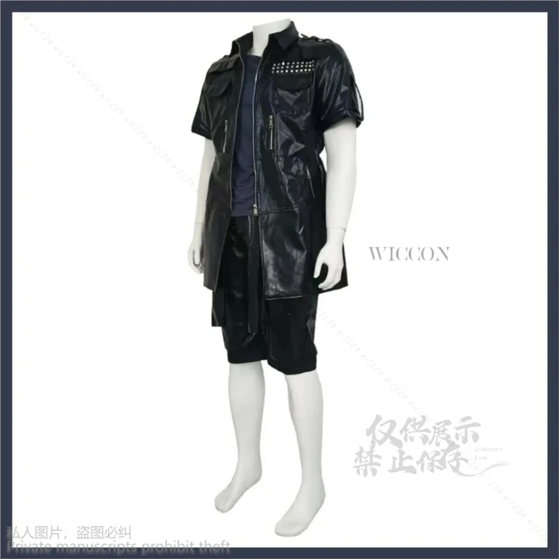 Anime Game FF15 Fantasy XV nottis Lucis Caelum Cosplay Costume parrucca nero PU cappotto uniforme Set completo uomo Halloween Christmas Suit