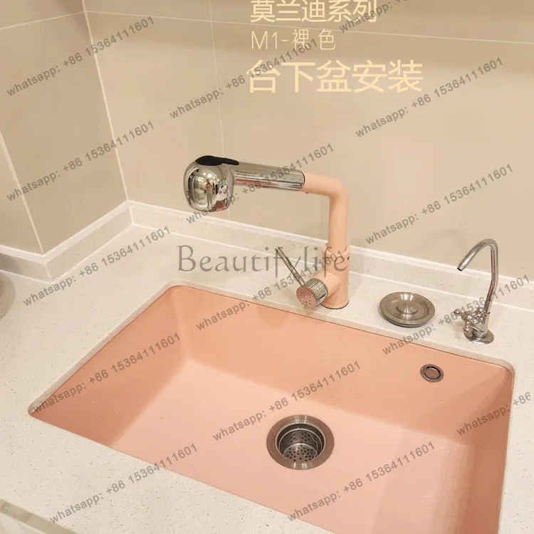 Quartz stone sink, kitchen, vegetable basin, sink, color wear-resistant, high hardness, undercounter basin, new nude color