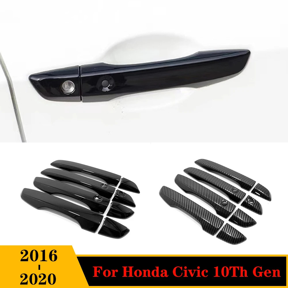 Right Hand Drive Door Handle Cover ABS Carbon Fiber Exterior Parts Styling For Honda Civic 10Th Gen 2016 - 2020 Accessories