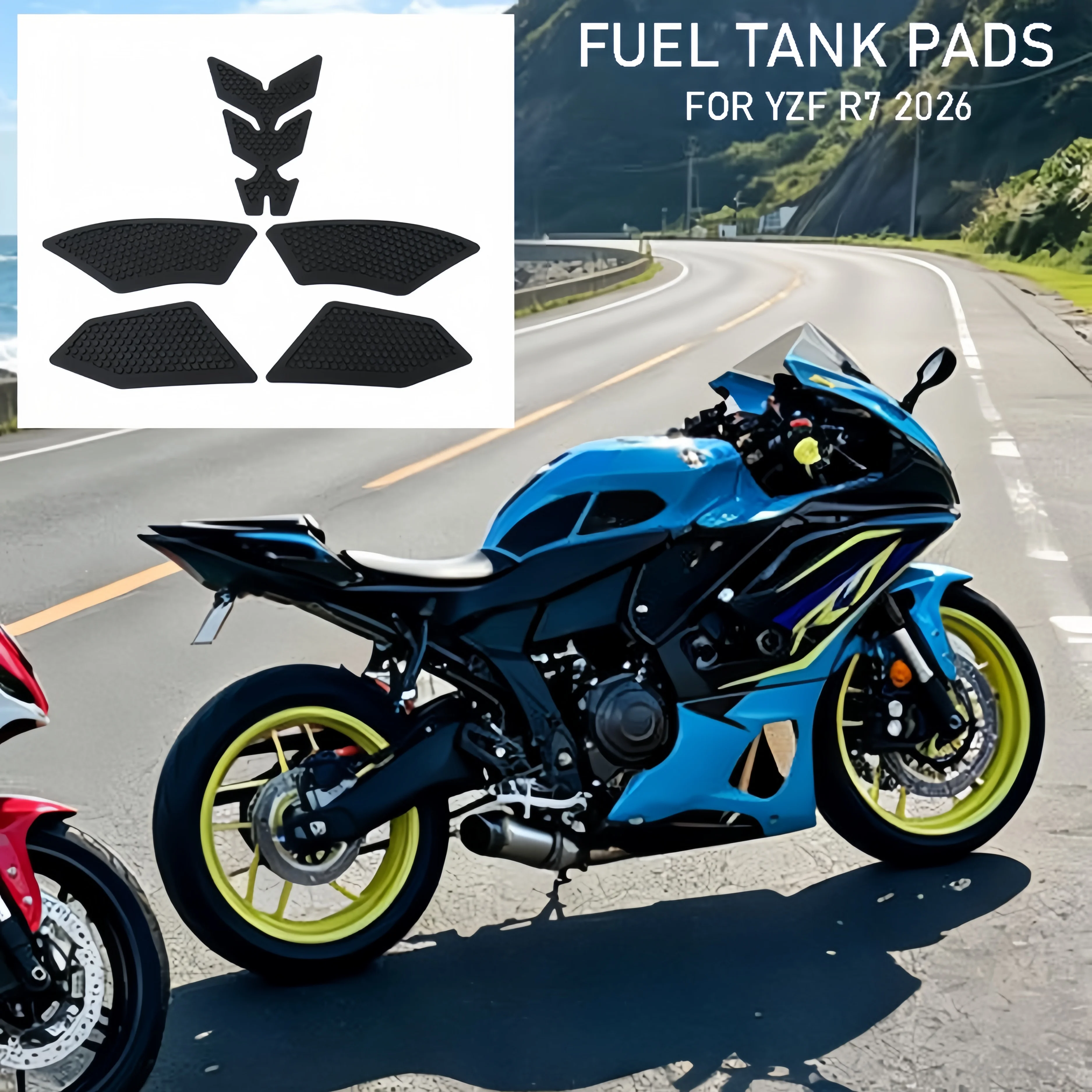 Side Fuel Tank Pads Protector Stickers Decal Gas Knee Grip Traction Pad Side Sticker NEW For Yamaha YZF R7 YZF R7 YZF R7 2026