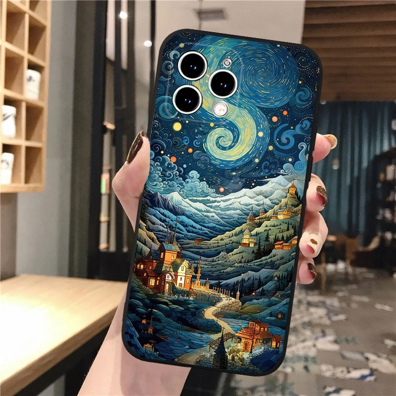 

Beautifull landscape Moon Wave Art Phone Case For iphone 17 Pro Max Air 16 15 14 13 Pro Max 15 16 Pro 15Plus