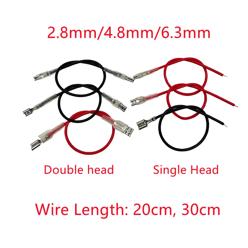 5 sztuk czerwony czarny 2.8mm/4.8mm/6.3mm żeńskie złącze zaciskane typu Spade z przewodem 20CM 30CM do przełącznika kołyskowego