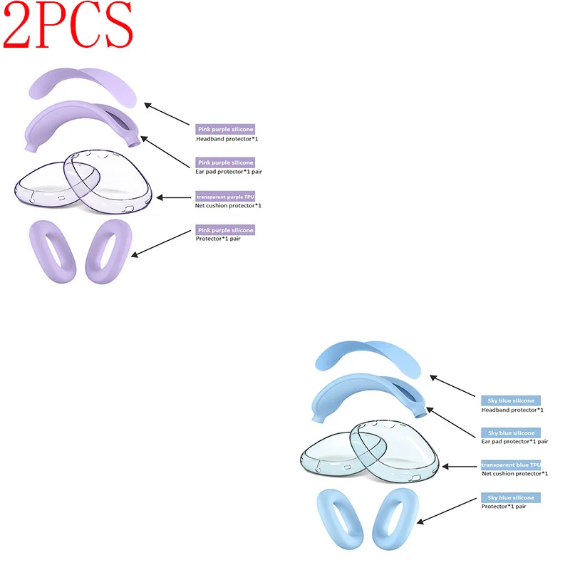 Transparante TPU driedelige set voor Airpods Max hoes accessoires hoofdtelefoon oorkussens krasbestendig gehoorapparaat hoes EJBHT07