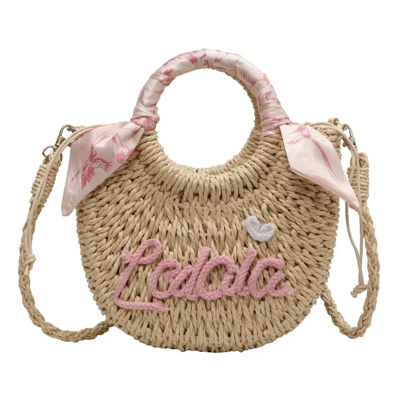 New Fashion Women Woven Bag Portable Vegetable Basket Female Bag Summer Popular Crossbody Straw Bag Purses and Handbags