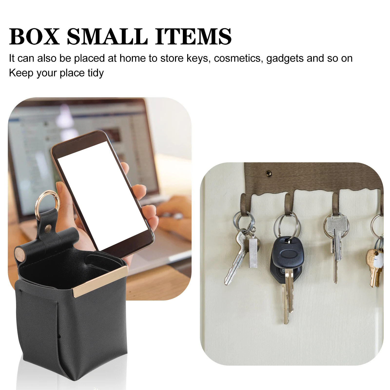 

Wall Mounted Storage Bag Organizer Metal Ring Bedroom Bathroom Kitchen Door Closet Hanging Pouch Foldable Sundry Holder Black