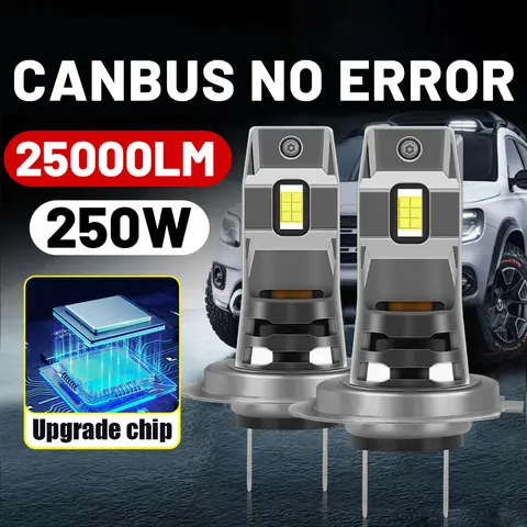 2PCS H4 H7 LED Bulbs Car Headlight 25000LM 250W White H11 Fog Light 9005 HB3 9006/HB4 Plug and Play Mini LED Lamps Updated Chip