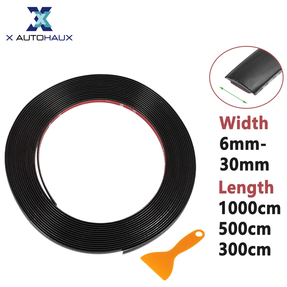 X Autohaux Width 6mm-30mm Window Trim Strip Kit Exterior Car Bumper Door Body Self Adhesive Scratch-Proof Decorative Sticker