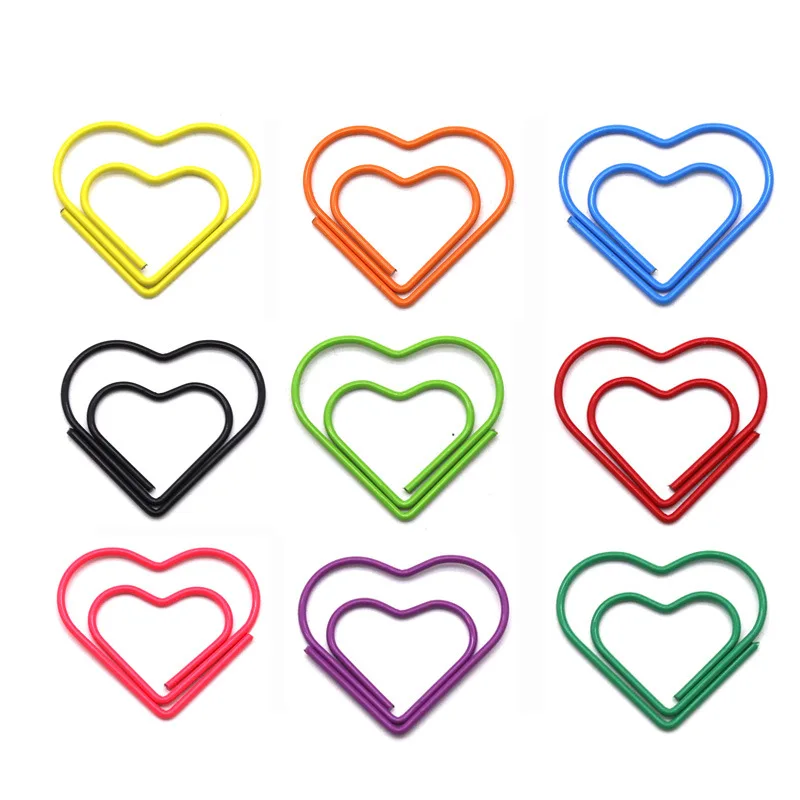 Many Colors Love Paper Clip Bookmark Girl Heart Paper Clips Decorative Office Cute Creative Cartoon Shaped Pin Clip Paperpins