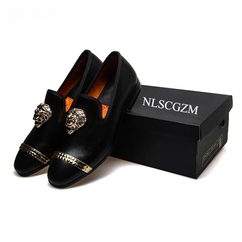 NLSCGZM أحذية أصلية ماركة أحذية رسمية للرجال أحذية بدون كعب للرجال على الطراز البريطاني أحذية بدون كعب للحفلات