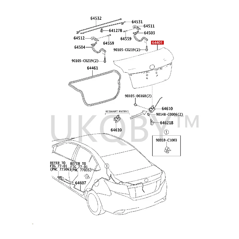 645030D030 To yo ta Vios Right hinge arm assembly of luggage compartment door