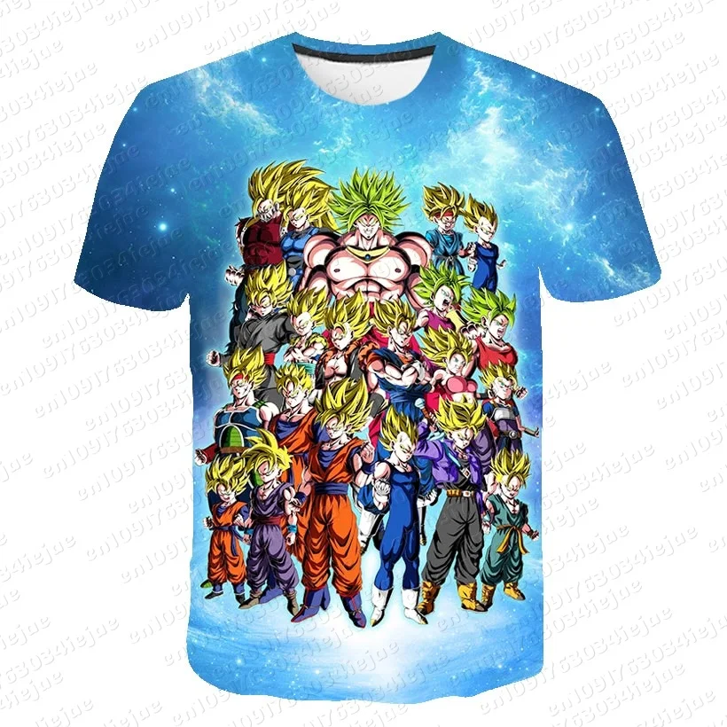2026 Anime Dragon Ball Z Super Saiyan Men's Clothing Kids CosPlay Goku T-shirt Japanese Boys T-shirt Breathable Short Sleeves - view 3
