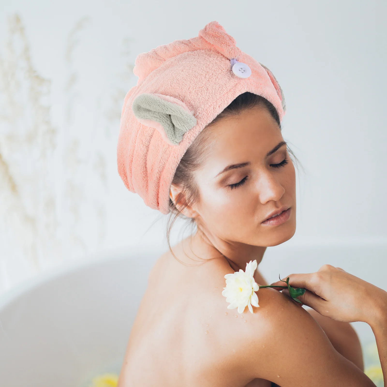 

Quick Dry Hair Towel Wrap Absorbent Bath Towel Hat Bunny Ears Drying Turban Comfort Rabbit Hair Accessories Moisture Control