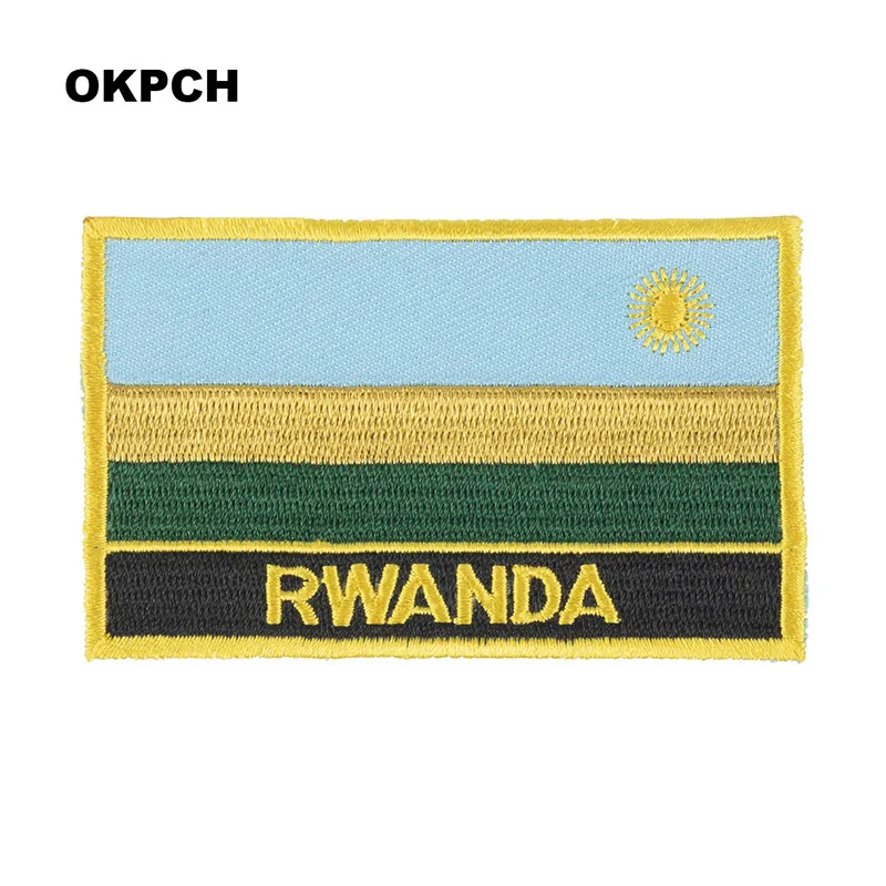 Rwanda Flag Embroidery Patches Iron on Saw on Transfer patches Sewing Applications for Clothes in Home&Garden