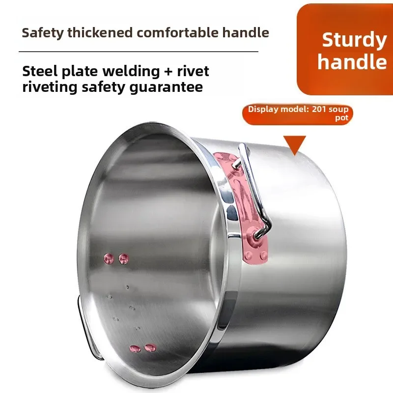 stainless steel soup pot binaural with lid thickened and durable storage bucket braised meat pot
