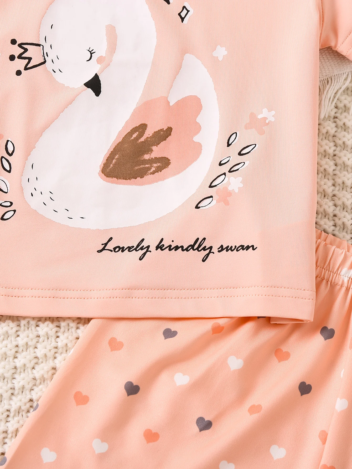 Summer Girls 2PCS Clothing Set Comfortable Feeling Swan Pattern Baby Girls Sweatpants Clothes Set Toddler Girls Outfits