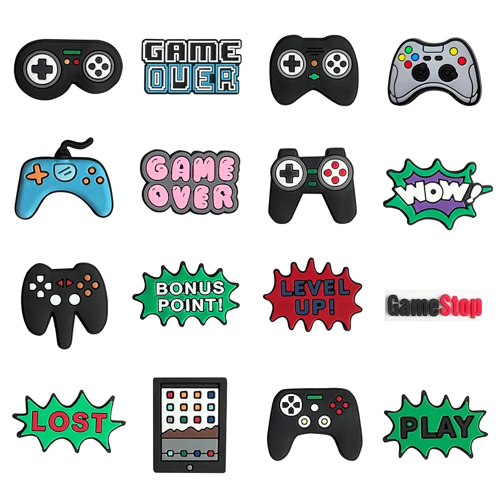 

16pcs Game controller Shoe Charm for Shoe Drnaments Sandals Accessories PVC Decorations Wrist Strap Christmas Parties Kids Gift