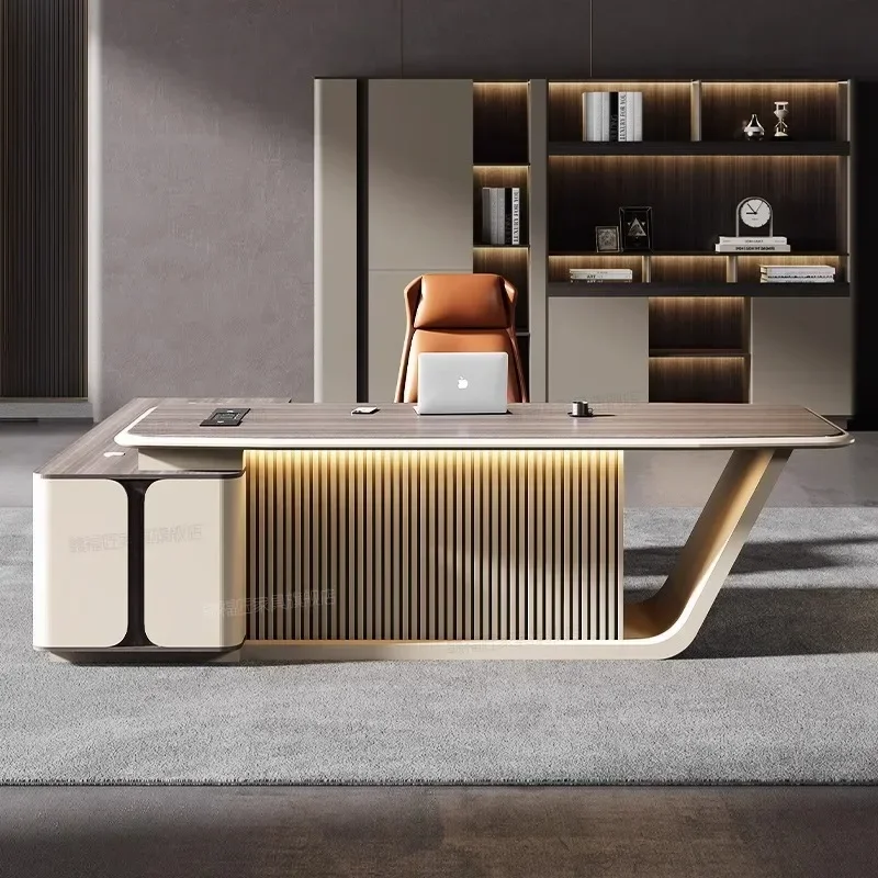 

Легкий роскошный офисный стол, комплект стола и кресла для руководителя, простой и современный стол для президента.