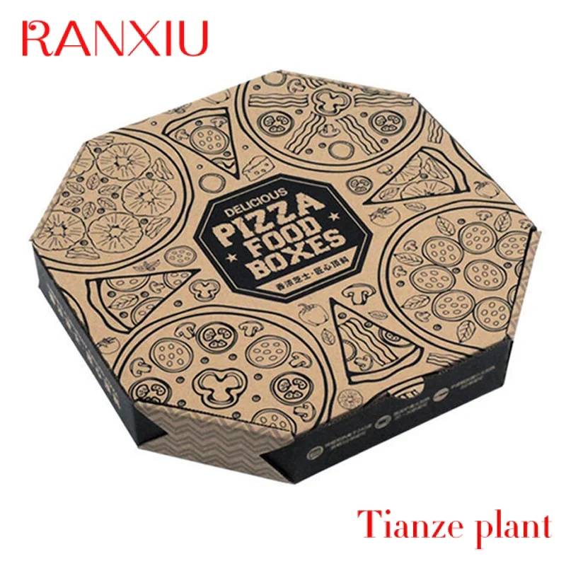 Cajas de entrega de pizza octagonales reutilizables, caja de embalaje de pizza redonda impresa personalizada, barata, 33x33, 10, 14 y 18 pulgadas