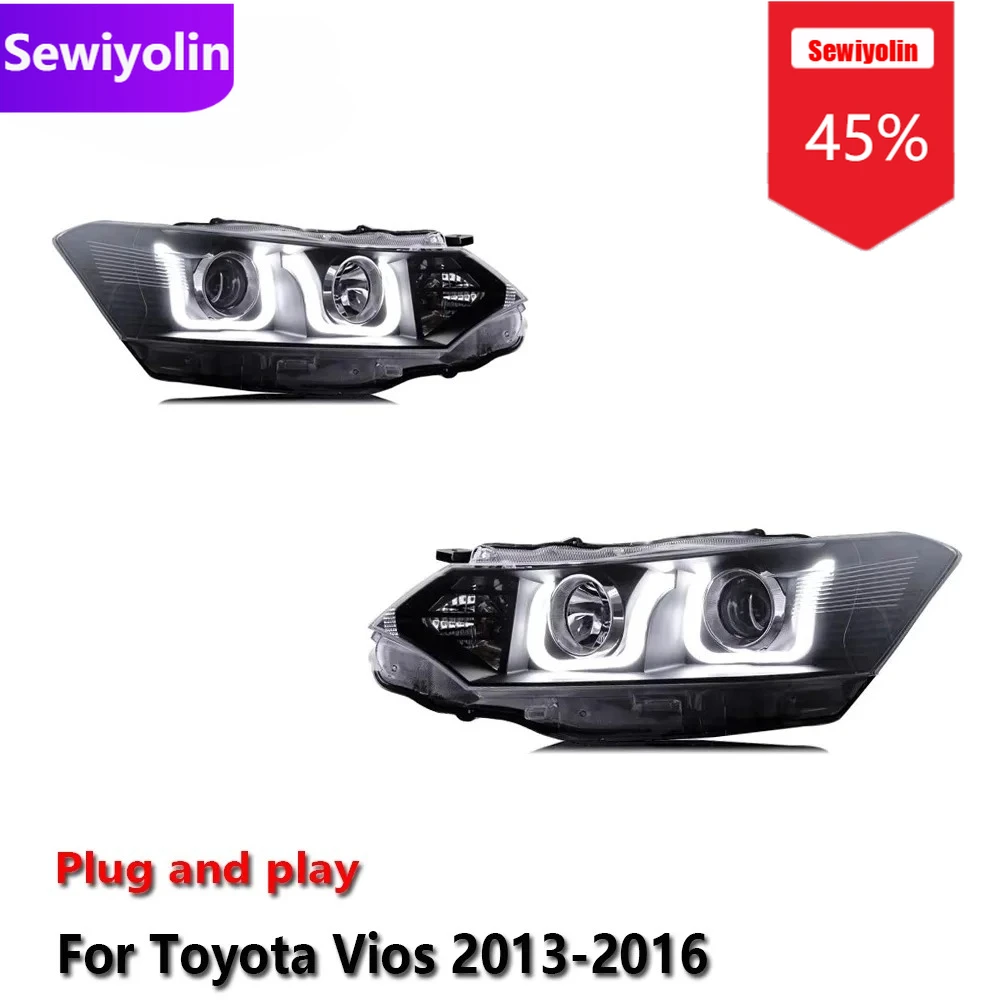 

Car DRL LED Headlight Assemblies For Toyota Vios 2013-2016 Fog DRL Brake Turn Signal Lamp Plug And Play