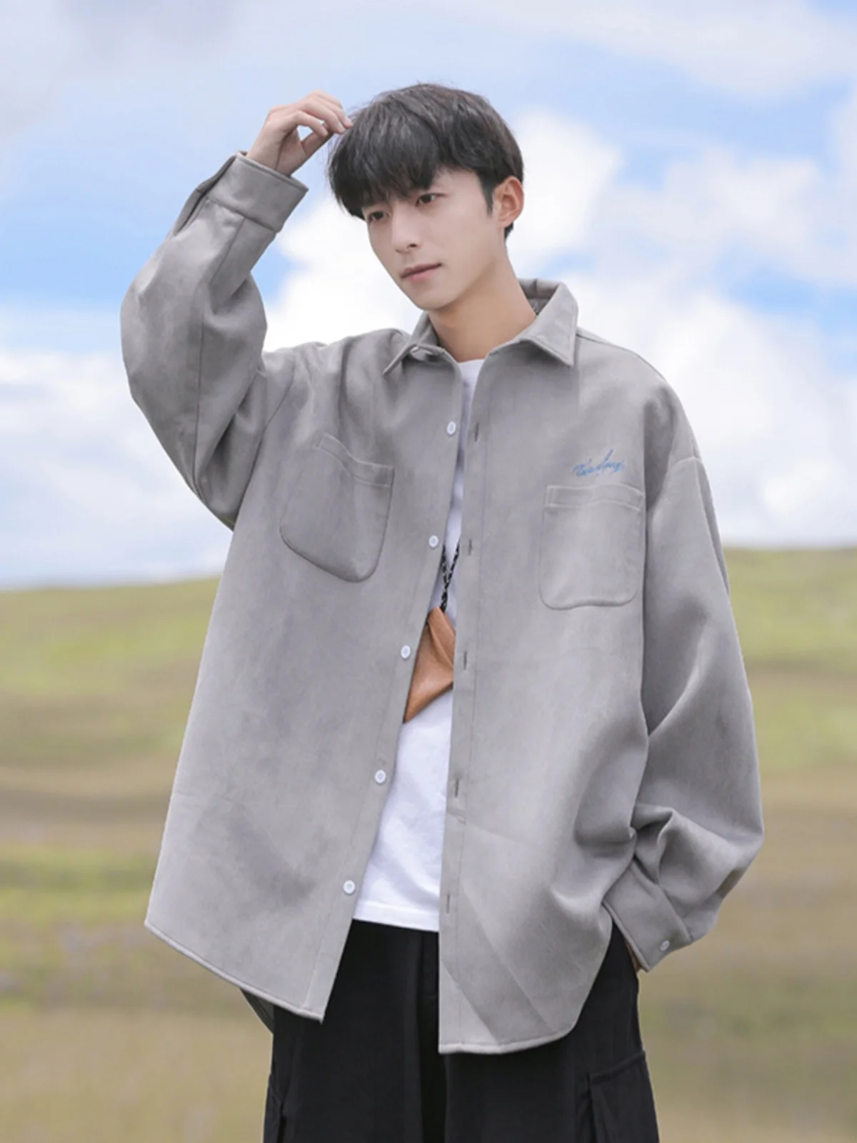 

Подростковая демисезонная замшевая куртка для мужчин: модная, премиальная, ветрозащитная, с длинными рукавами, в американском ретро-стиле DK