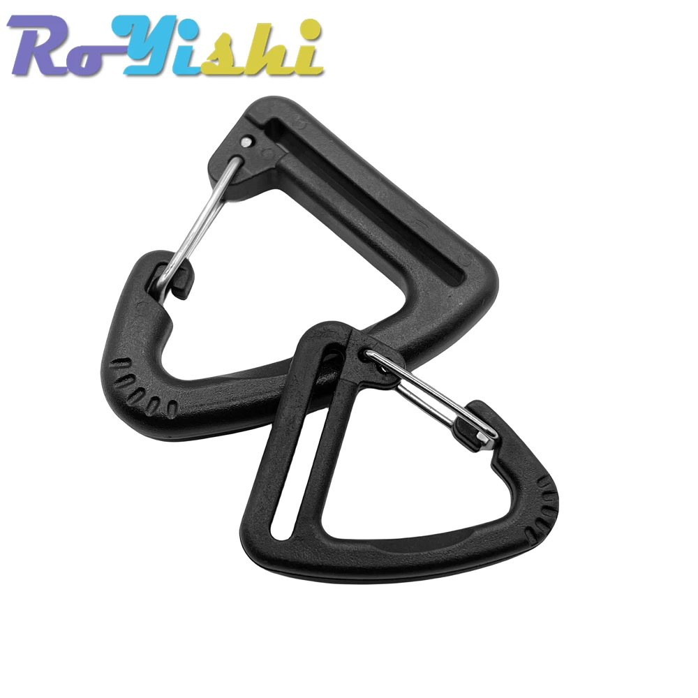 5 Pcs/Pack Plastic Triangle Carabiner Spring Quickdraws Buckles Clip Hook Keychain Backpack Camping Hiking Outdoor Accessories