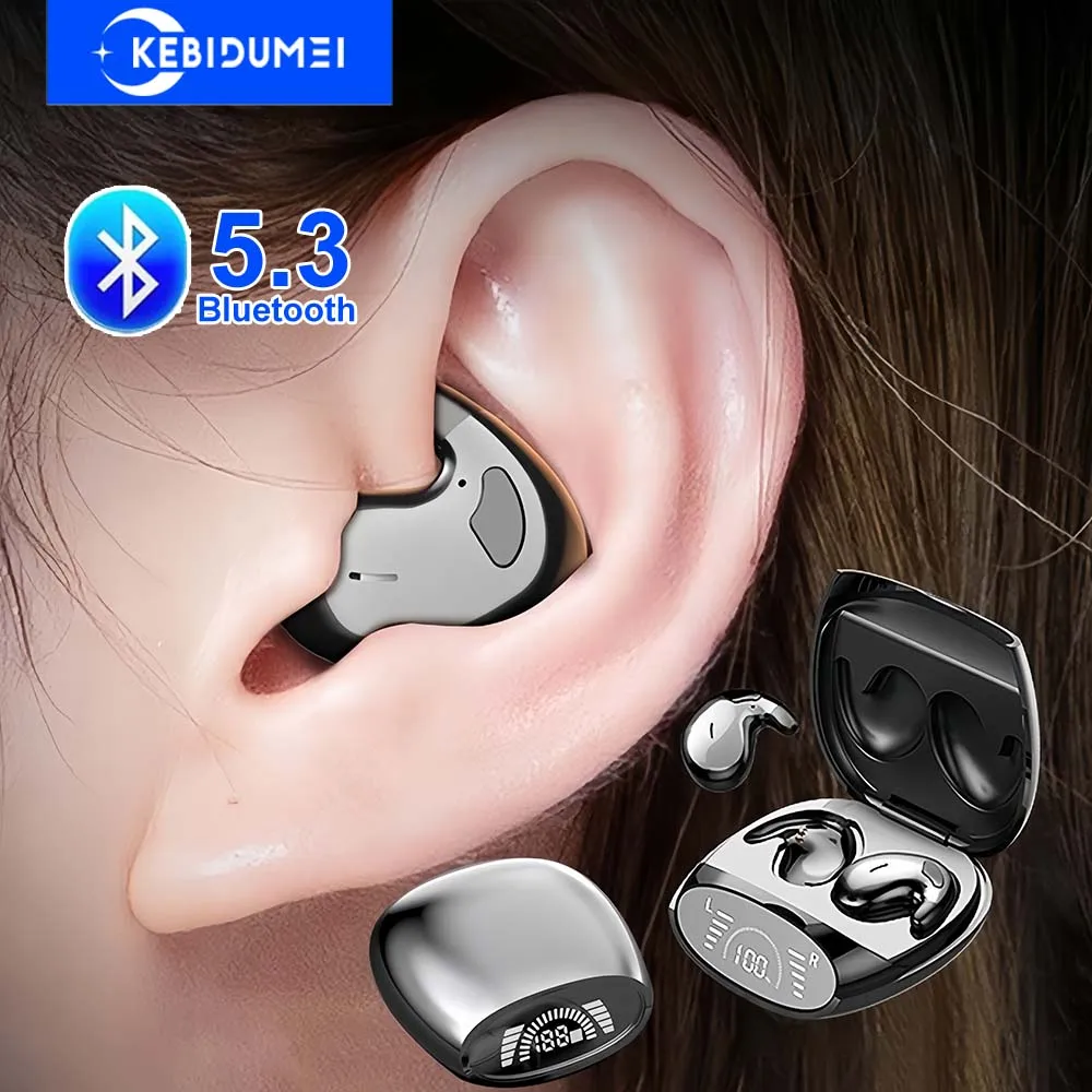 Sleep Invisible Earbuds Tiny Mini Headphones Hidden Noise Cancelling TWS Wireless Headsets Sports Stereo Bluetooth 5.3 Earphone