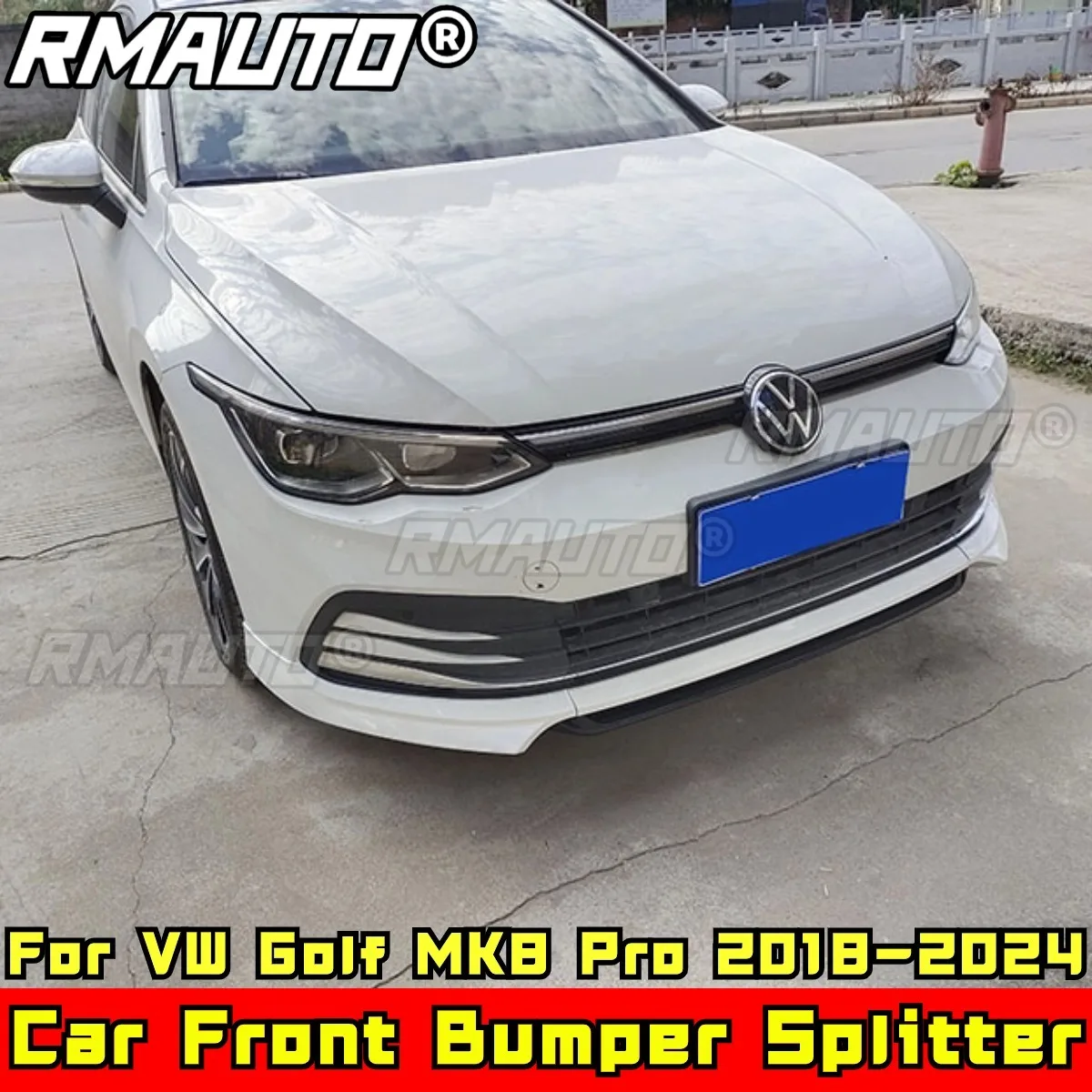 

Golf MK8 Pro Body Kit Front Bumper Lip Glossy Black-White ABT Style Bumper Guard For VW Golf MK8 Pro 2018-2024 Car Accessories