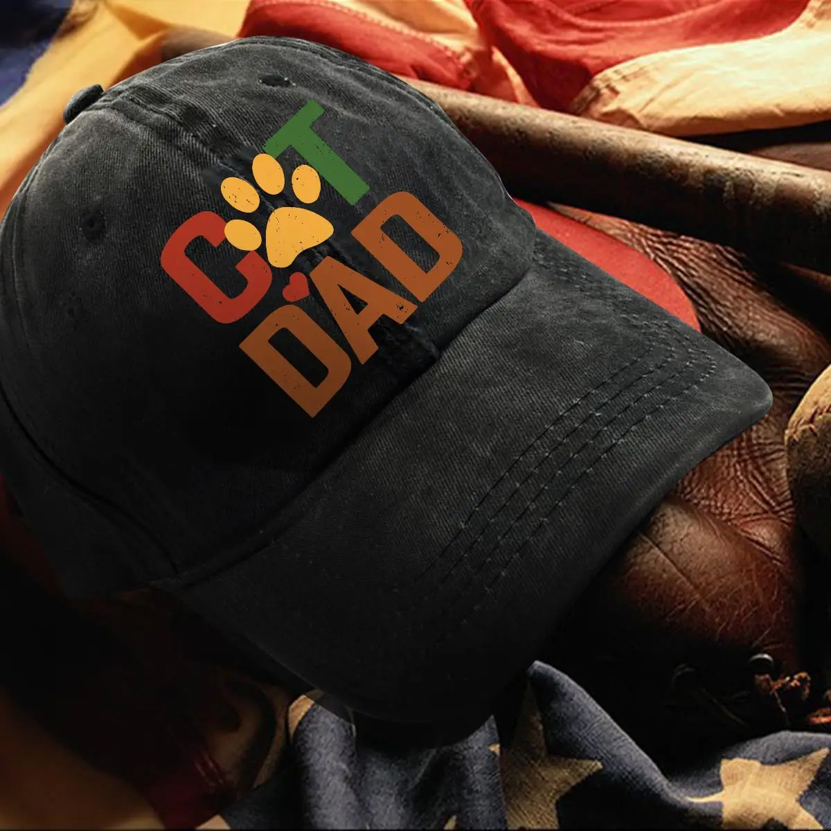 Cat Dad topi bisbol katun dapat dicuci, topi Trucker Retro lucu, topi aksesori luar ruangan bersirkulasi untuk kekasih kucing