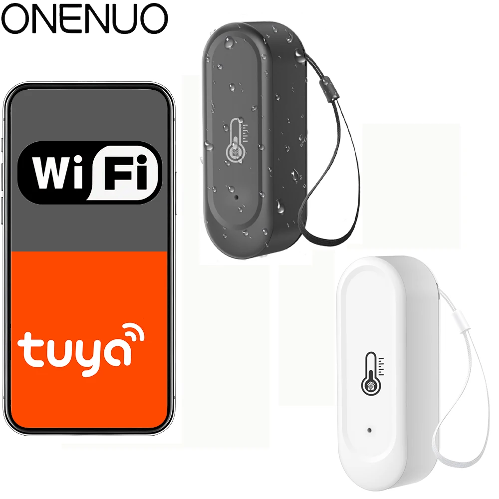 IP65 Outdoor Smart WiFi Temperature and Humidity Sensor Tuya APP Alert Home Security Work With Alexa Google Home