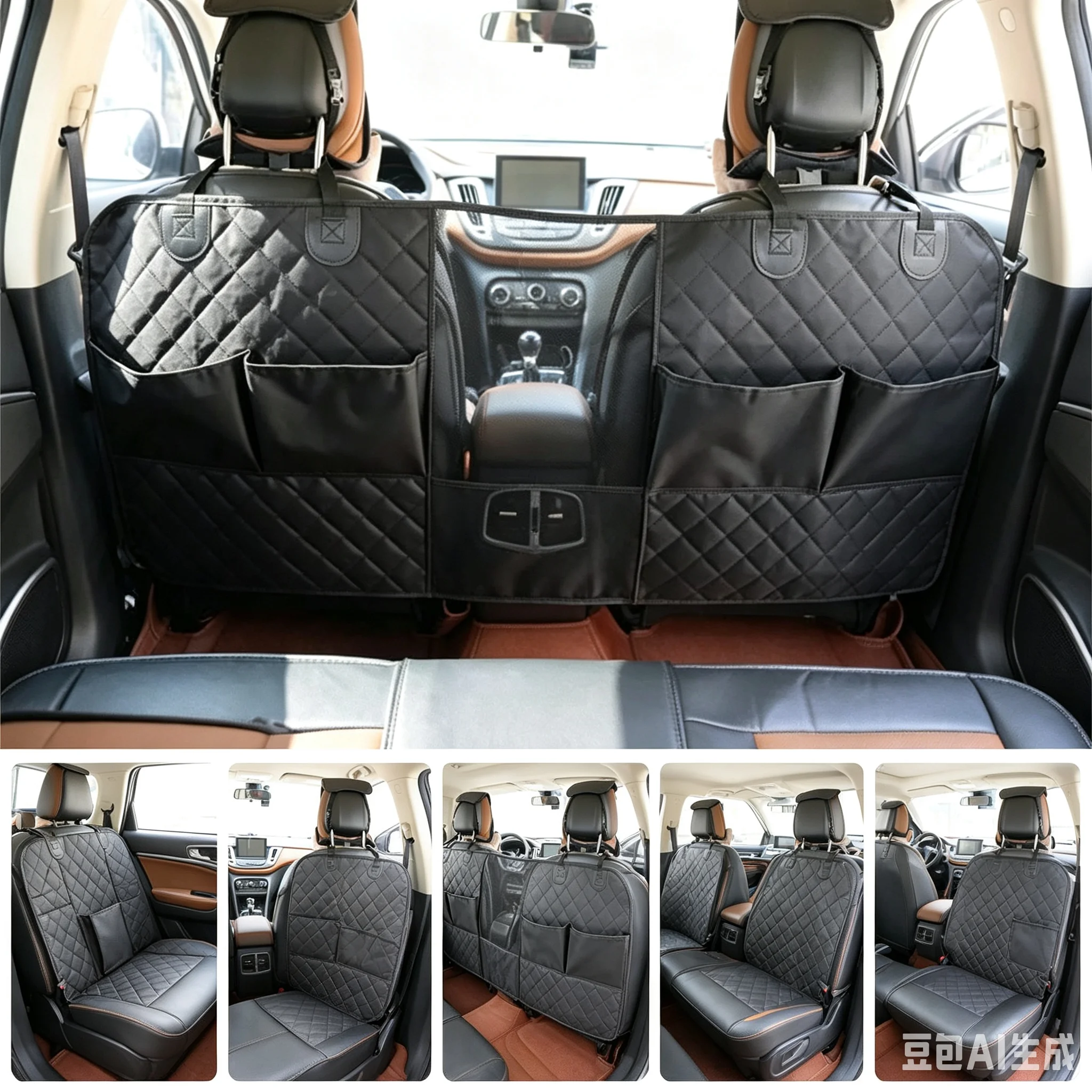 Universal Car Auto Seat Back Multi-Pocket Storage Bag Organizer Holder Hanger Pet Isolated Network