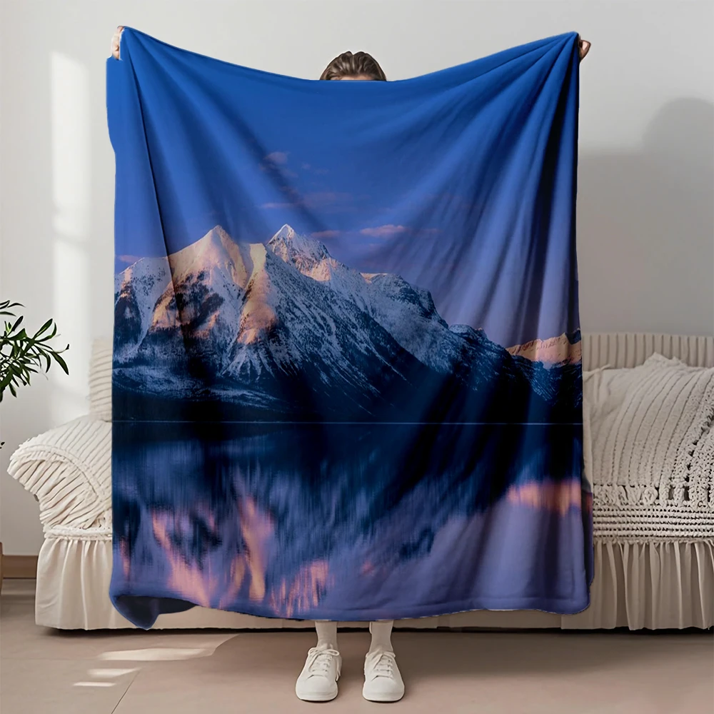 

Cozy Flannel Bed Blanket Mcdonald Lake Glacier National Abstract Design Double-sided Throw Reversible Blanket