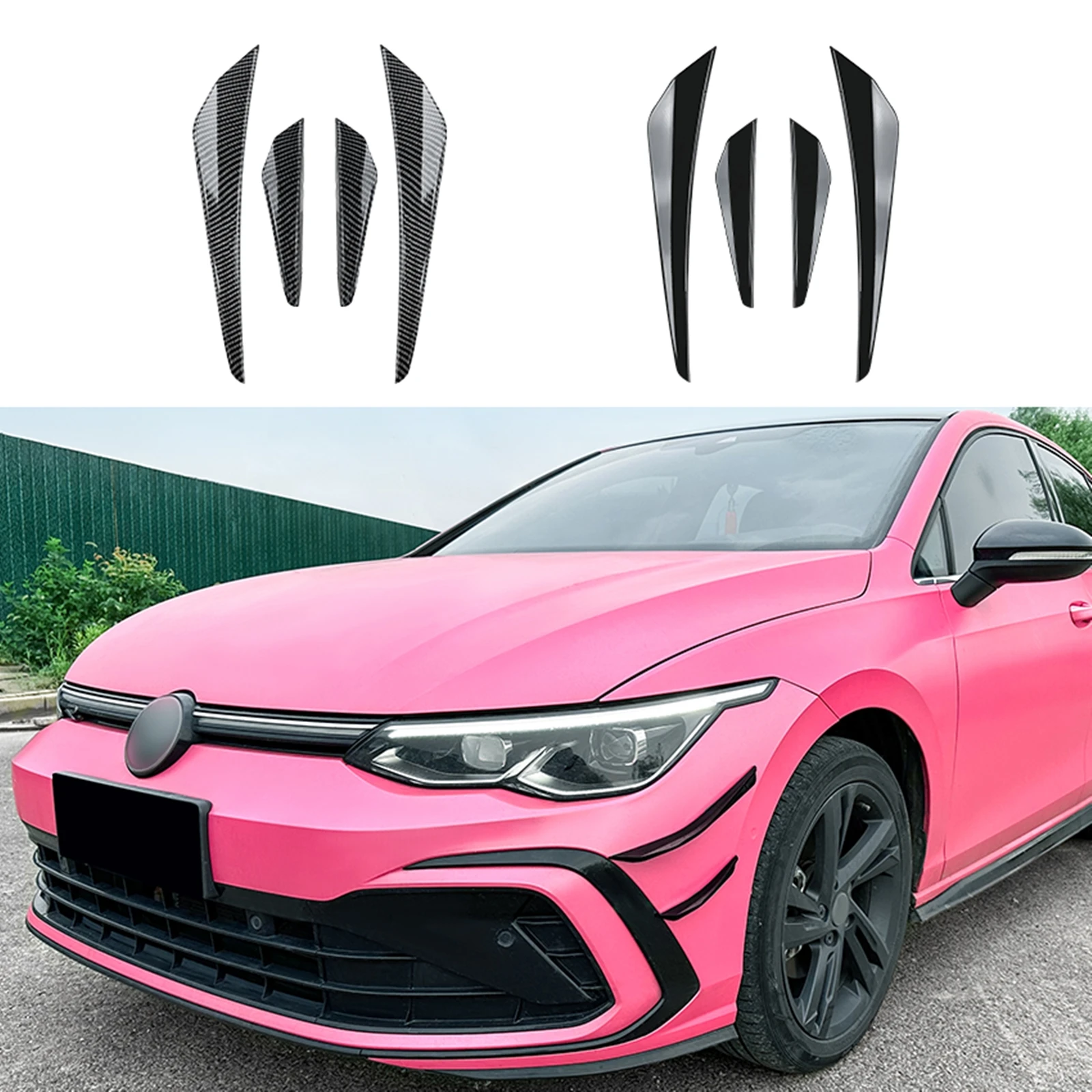 

Front Bumper Side Air Vent Spoiler Trim Lip For Volkswagen VW Golf 8 MK8 GTI Rline 2022 2023 2024 Intake Frame Splitter Fin Kit