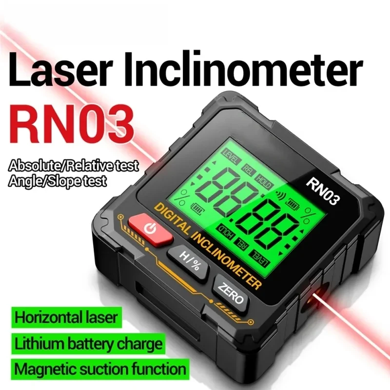 2026 Hot-Selling Magnetic Charging Digital Goniometer Laser Inclinometer USB Protractor Level Ruler Angle Measurement