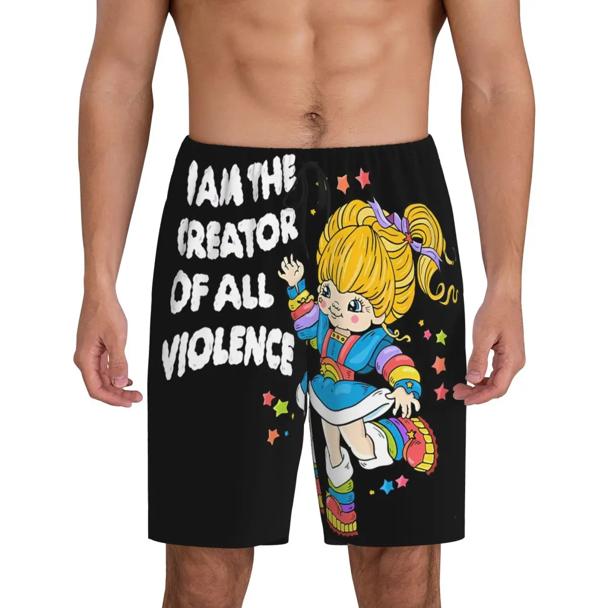 

Мужские пижамные шорты Custom Rainbows Brite Cartoon: домашние шорты для сна и отдыха