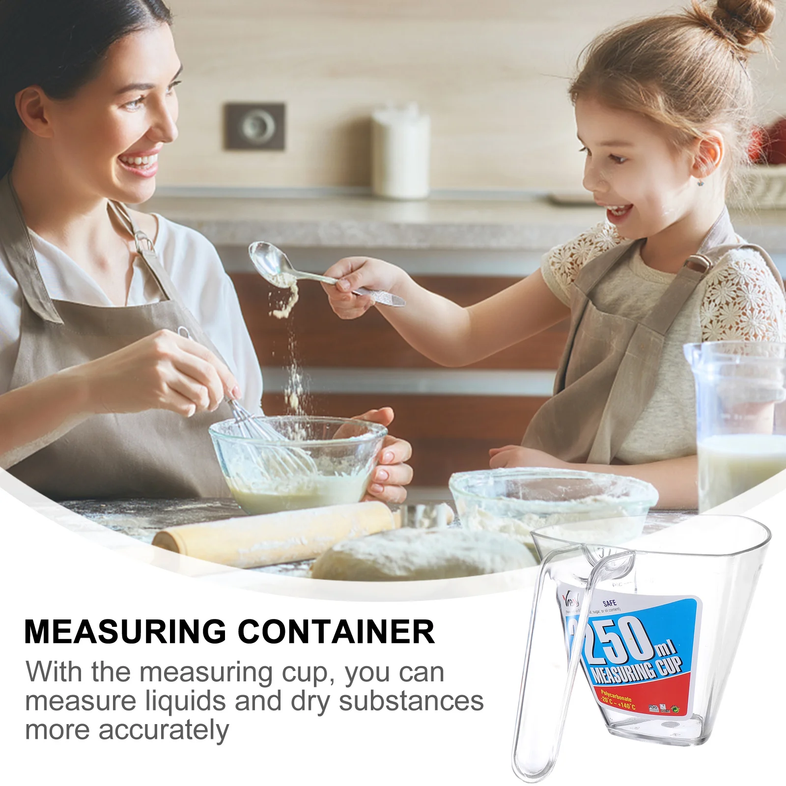 

1Pcs Kitchen Measuring Cup Triangle 250Ml Thickened Food Grade Pc Material Transparent Household Multipurpose Jug