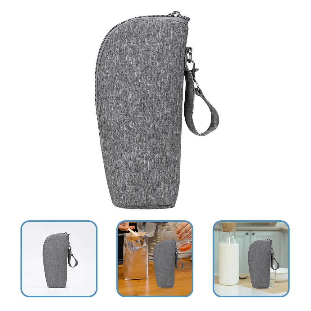 Milk Bottle Bag Insulated Travel Baby Feeding Pouch Holder Outdoor Portable for Grey