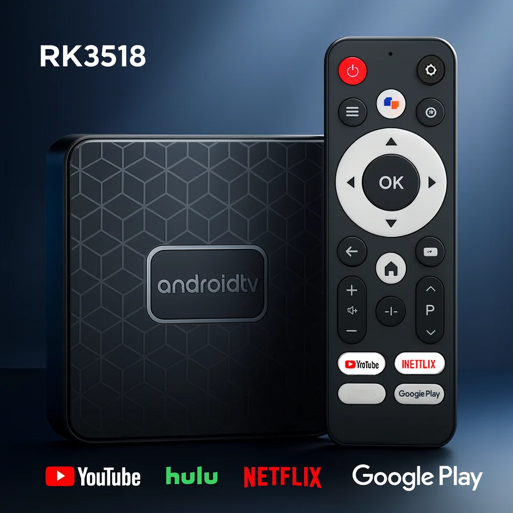 RK3518 Android TV Box Hulu Google Play TikTok Ready Control de voz inteligente de doble banda 2,4G/5G Wi-Fi 4K HDR Streamer multimedia Bluetooth