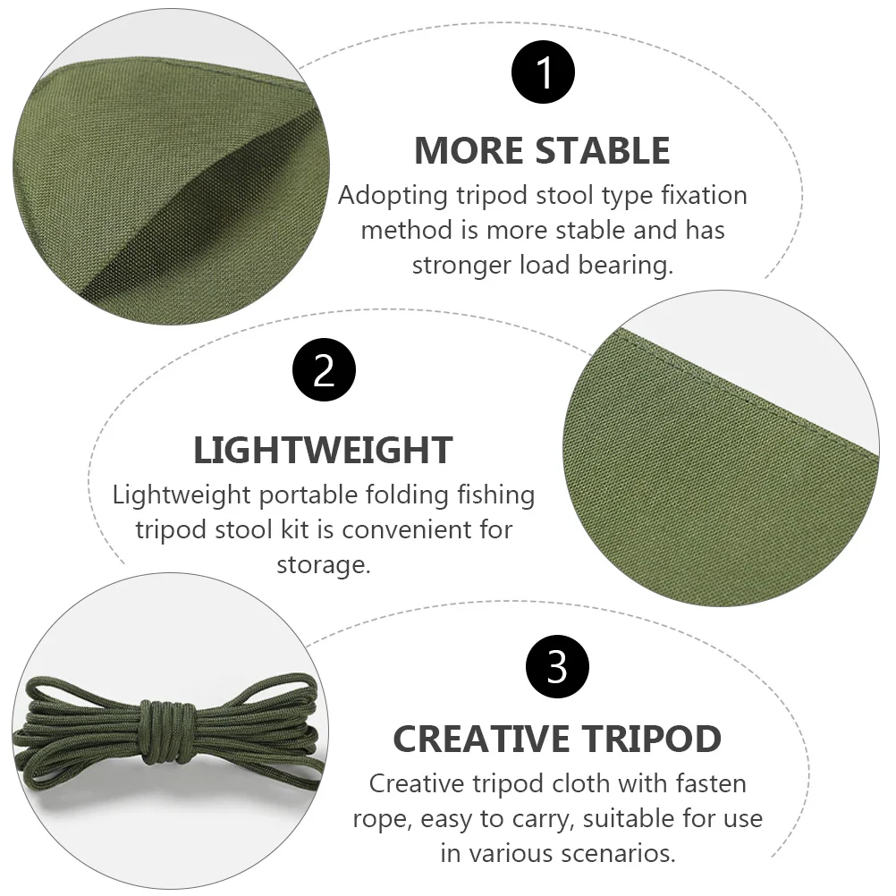 

Waterproof Fishing Stool Portable Tripod Camping Cloth Light Foldable Green High-Density Nylon Breathable Sun-Resistant