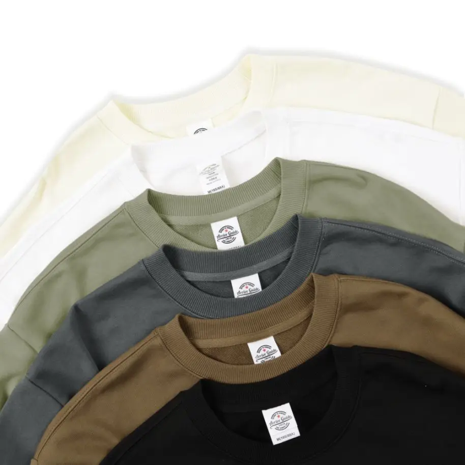 350g/m² Herren 100% Baumwolle Oversize Rundhals-Pullover für Herbst Locker Sitzende Frottee-Oberteile Übergrößen-Hoodies Individualisierte Lässige Sweatshirts