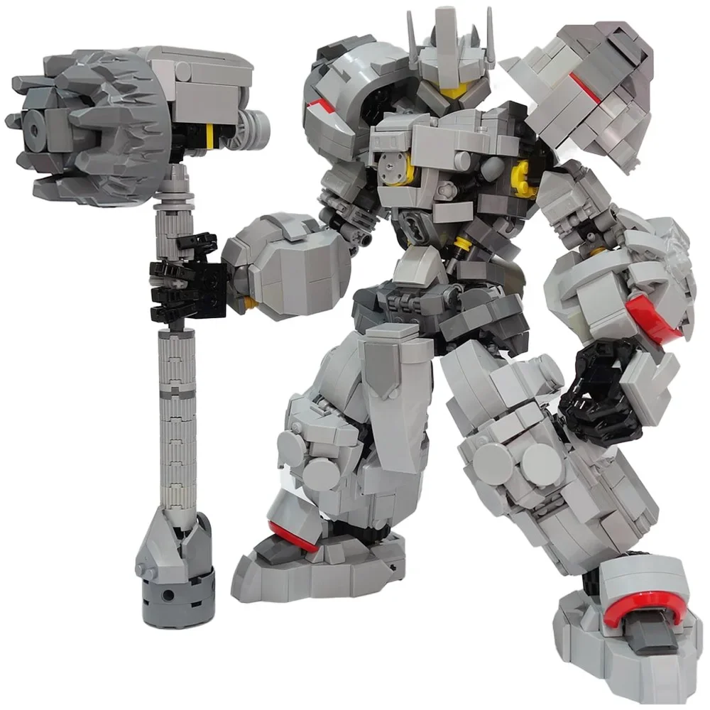 MOC Mecha Overwatched Reinhardt Tank Hero Hammer Winster Building Block Kit Bastion White Rabbit D.va Brick Model Toy Kid Gift